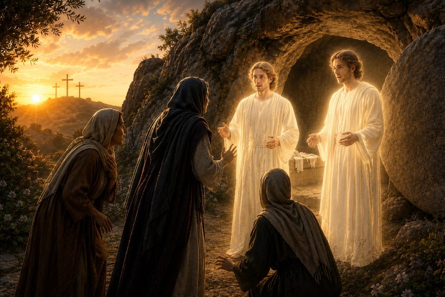 The women going to the tomb on Easter morning